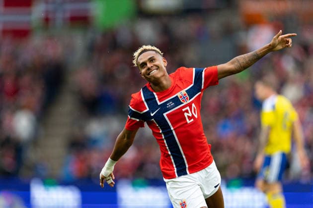 OSLO, NORWAY - JUNE 01: Antonio Nusa of Norway celebrates after scoring during the International Friendly, Länderspiel, Nationalmannschaft match between Norway and Sweden at Ullevaal Stadium on June 01, 2026 in Oslo, Norway. (Photo by Ane Frosaker Sports Press Photo) Copyright: xAnexFrosakerx xSPPx Sportspressphoto_SPR159533