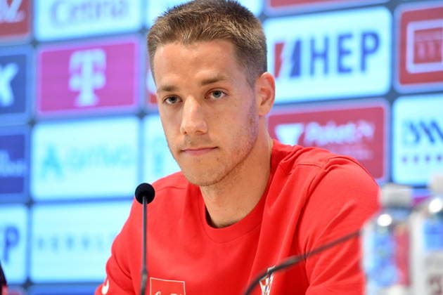 Croatia, Rijeka, 010626. Croatian National Football Team Rijeka training camp, Rujevica. Croatian national football team press conference, PK, Pressekonferenz as part of final preparations for the upcoming World Cup. In the photo: Mario Pasalic. Photo: Damir Skomrlj CROPIX Copyright: xxDamirxSkomrljx dalic_pasalic2-010626