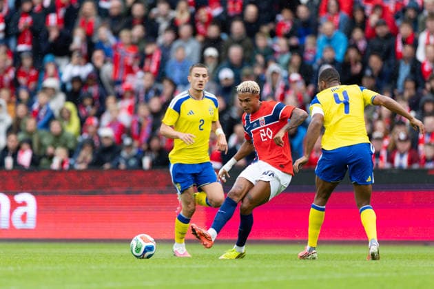 OSLO, NORWAY - JUNE 01: Antonio Nusa of Norway shoots the ball during the International Friendly, Länderspiel, Nationalmannschaft match between Norway and Sweden at Ullevaal Stadium on June 01, 2026 in Oslo, Norway. (Photo by Ane Frosaker Sports Press Photo) Copyright: xAnexFrosakerx xSPPx Sportspressphoto_SPR159575