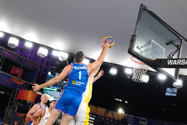 June 1, 2026, Warsaw, Masovian Voivodeship, Poland: SerbiaÃ¢â‚¬â ¢s ANDREJA MILUTINOVIC (1) in action during a FIBA 3x3 Basketball World Cup menÃ¢â‚¬â ¢s Pool A game between Serbia and Spain in Warsaw, Poland. Basketball 2026: FIBA 3x3 World Cup MenÃ¢â‚¬â ¢S Pool A: Serbia 16:12 Spain  - ZUMAk204 20260601_zip_k204_092 Copyright: xRomanxKozielx