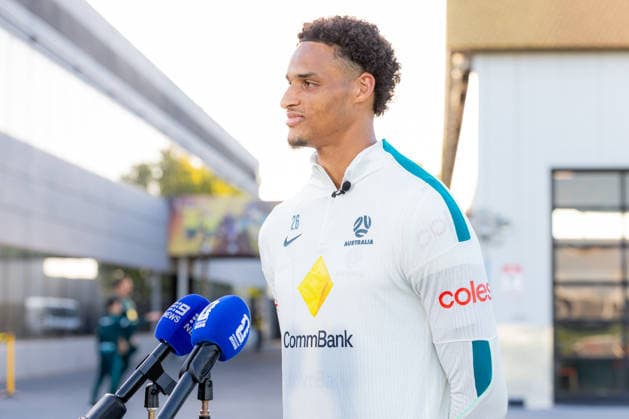 SOCCER AUSTRALIA TRAINING, Socceroos player Tete Yengi during media availability at the Soccerroos facility at the Oakland Roots Sports Club in Alameda, California, United States, Monday, June 1, 2026. ( NO ARCHIVING Alameda California United States  Copyright: xJasonxHenryx 20260602187691699540