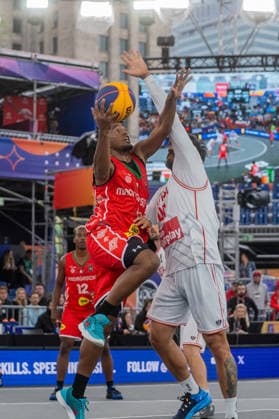 FIBA 3x3 World Cup 2026 Elly Randriamampionona from Madagascar and Fabio Sohnel from Austria are seen during the FIBA 3x3 World Cup 2026. Warsaw Poland  Copyright: xMarekxAntonixIwaÅ czukx originalFilename:iwanczuk-day1ofth260601_np1Jd.jpg