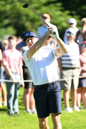 Golf, The Memorial Tournament in Dublin, Ohio, Training June 3, 2026: Football great Anthony Gonzales drives off the 9th tee in the Workday Golden Bear Pro Am in Dublin, Ohio. Cal Media Dublin USA - ZUMAc04_ 20260603_zma_c04_048 Copyright: xBrentxClarkx