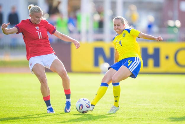 260603 Julie Jorde of Norway and Sara Eriksson of Sweden during the U23 womenÂs international friendly football match between Sweden and Norway on June 3, 2026 in Kalmar Photo Suvad Mrkonjic BILDBYRAN COP 170 SM0467 fotboll football soccer fotball u23 under 23 sverige sweden norge norway dam bbeng norge norway sverige sweden  Copyright: SUVADxMRKONJIC BB260603SM111