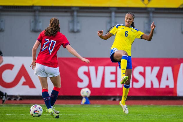 260603 Froya Brennskag Dorsin of Norway and Cassandra Bogere of Sweden during the U23 womenÂs international friendly football match between Sweden and Norway on June 3, 2026 in Kalmar Photo Suvad Mrkonjic BILDBYRAN COP 170 SM0467 fotboll football soccer fotball u23 under 23 sverige sweden norge norway dam bbeng norge norway sverige sweden  Copyright: SUVADxMRKONJIC BB260603SM126