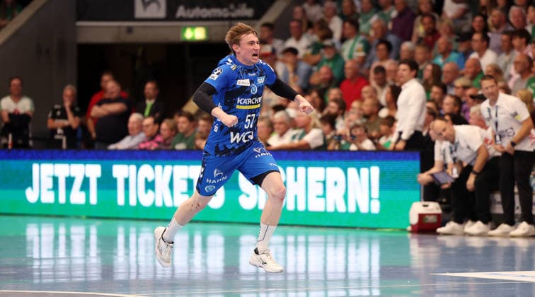Göppingen Handball Frisch Auf Göppingen against TVB Stuttgart, Jakob Nigg TVB cheers