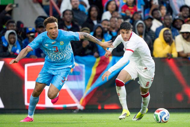 National Team Test Match DR Congo Denmark Denmark s Adam Daghim in action with DR Congo s Steve Kapuadi during the national team test match between Denmark and DR Congo at Maurice Dufrasne Stadium in Liege, Belgium, on Wednesday, June 3, 2026 Photo Bo Amstrup Ritzau Scanpix , Liege Belgium Mors  Copyright: BoxAmrstrupx xRitzauxScanpix BoxAmstrupx spdk20260603-225810-L