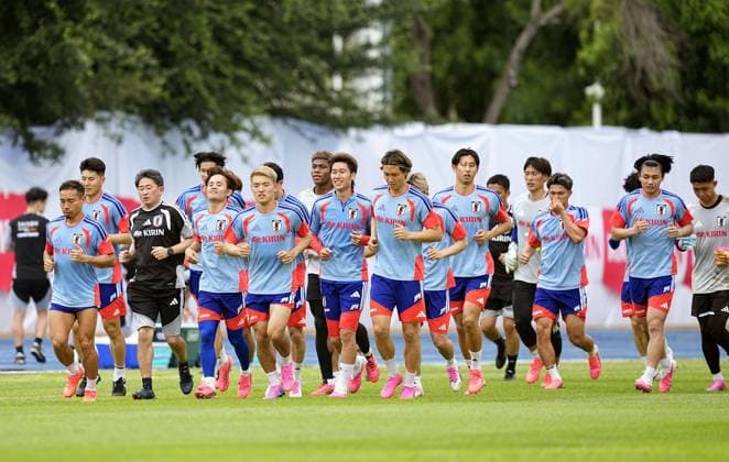 Football: Japan players train in Mexico Members of the Japan men s national football team train on June 3, 2026, during their pre-World Cup camp in Monterrey, Mexico.  A14AA0005617662P
