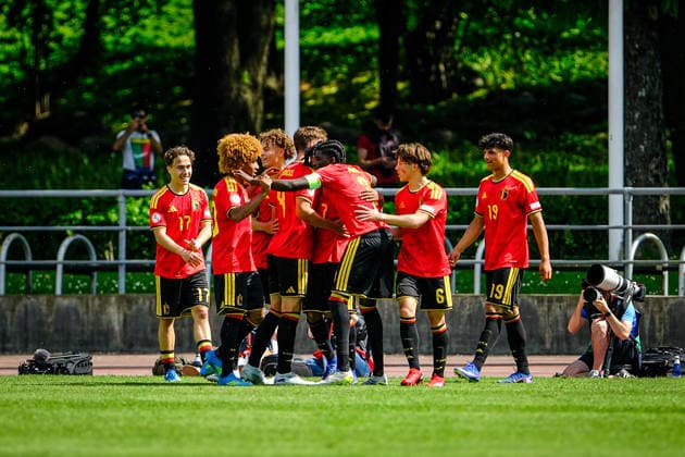 UEFA Under-17 European Championship, EM, Europameisterschaft Estonia 2026 Belgium team celebrating scoring their first goal during the UEFA Under-17 European Championship Semifinal match between Belgium U-17 vs France U-17 national teams, Tallinn Estonia 04.06.2026 Tallinn Kadrioru Stadium Estonia Copyright: xMaurixLevandix