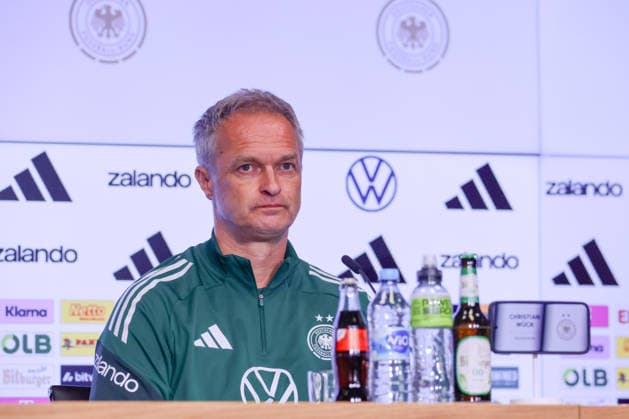 Cologne, Germany 04 06 2026 Training of the DFB women Final press conference before the World Cup qualifier Germany vs Norway In the picture national coach Christian Wück Wueck Germany at the final press conference in Cologne Copyright: HMBxMedia MadeleinexFantini