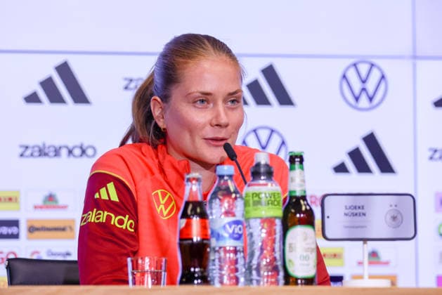 Cologne, Germany 04 06 2026 Training of the DFB women final press conference before the World Cup qualifier Germany vs Norway In the picture Sjoeke Nüsken Nuesken Germany at the final press conference in Cologne Copyright: HMBxMedia MadeleinexFantini