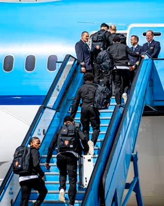 AMSTERDAM Players of the Dutch national team board the plane at Schiphol Airport in Amsterdam, the Netherlands, on June 2, 2026, as the Dutch national team departs for the 2026 World Cup Photo by Stefan Koops EYE4IMAGES DeFodi Images