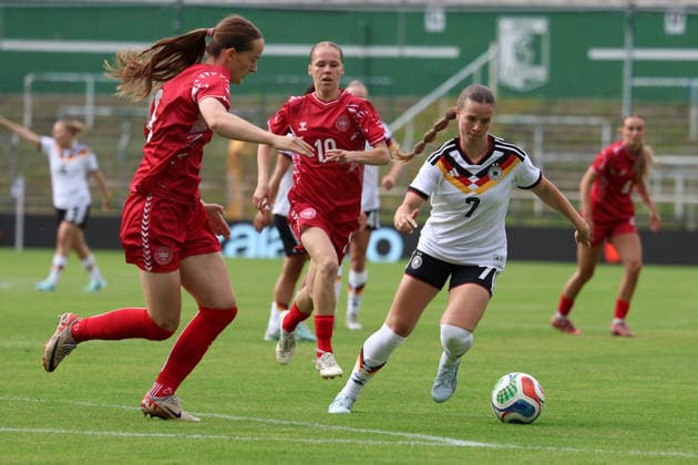 Germany U23 womens friendly match 2025 2026, Germany U23 vs Denmark U23, Alfred Kunze Sportpark Leipzig Sarah Mattner Germany U23 women, 7 on the ball Copyright: xLucasxWalterx