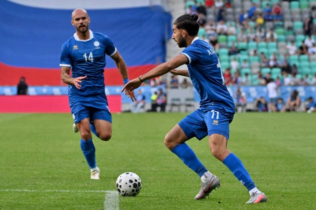 LJUBLJANA, SLOVENIA - JUNE 04: Andronikos Kakoulli of Cyprus (R) in action during the International men?s football Friendly match between Slovenia and Cyprus at Stadium Stozice, Ljubljana on June 04, 2026 in Ljubljana, Slovenia. (Photo by Igor Kupljenik Sports Press Photo). Copyright: xIgorxKupljenikx xSPPx Sportspressphoto_SPR160741