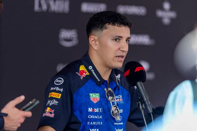 RECORD DATE NOT STATED 4th June 2026: Circuit de Monaco, Monaco: Formula One Monaco Grand Prix, Arrival Day; Oracle Red Bull Racing driver Isack Hadjar is interviewed TimxWilliams