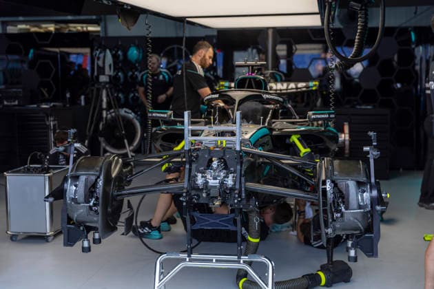 RECORD DATE NOT STATED 4th June 2026: Circuit de Monaco, Monaco: Formula One Monaco Grand Prix, Arrival Day; A Mercedes car in the garage TimxWilliams