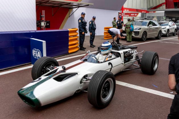 RECORD DATE NOT STATED 4th June 2026: Circuit de Monaco, Monaco: Formula One Monaco Grand Prix, Arrival Day; Mika Hakkinen drives the first ever F1 McLaren the M2B TimxWilliams