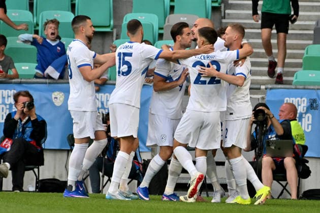 LJUBLJANA, SLOVENIA - JUNE 04: Team Slovenia celebrate score during the International men?s football Friendly match between Slovenia and Cyprus at Stadium Stozice, Ljubljana on June 04, 2026 in Ljubljana, Slovenia. (Photo by Igor Kupljenik Sports Press Photo). Copyright: xIgorxKupljenikx xSPPx Sportspressphoto_SPR160758