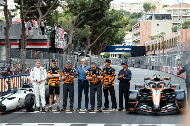 June 4, 2026, Monte Carlo, Monte Carlo, Principality of Monaco: MIKA HAKKINEN, OSCAR PIASTRI (81, McLaren Mastercard F1 Team, AUS, Australian F1 Driver, MCL40), ANDREA STELLA, STEFANO DOMENICALI, ZAC BROWN, LANDO NORRIS (1, McLaren Mastercard F1 Team, GBR, British F1 Driver, MCL40), EMERSON FITTIPALDI at the McLaren s 1000th GP celebration during Media Day (Thursday) at the Formula 1 Louis Vuitton Grand Prix de Monaco 2026 in Monte Carlo, Principality of Monaco F12026: Monaco Grand Prix  - ZUMAr193 20260604_zsp_r193_173 Copyright: xSaraxRuffonix
