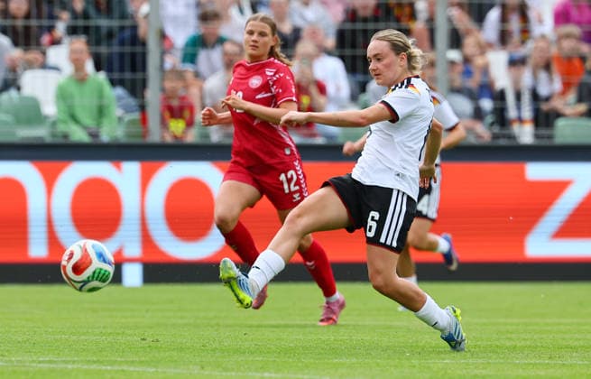 Germany Denmark international U23 Women Leipzig, 04 06 2026, Alfred Kunze Sportpark, Soccer, U23 Women, International match BR GERMANY GER vs DEN DEN 2 0 2 0 , In the picture Sofie Zdebel 6, GER, Leverkusen , Picture Point