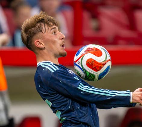 31 05 2026, Football friendly international match 3 matchday, Germany Finland, in the Mewa Arena Mainz, Lennart Karl Germany stops the ball with his chest