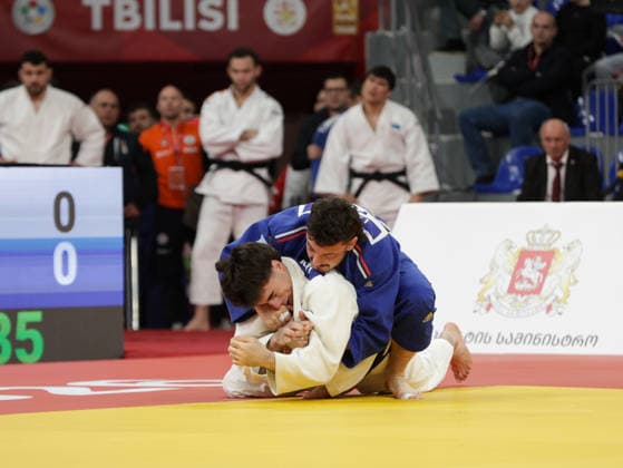 LABORDE Max of France against JAPARIDZE Akaki of Georgia during the Tbilisi Grand Slam 2026, held at the New Sports Palace on March 22, 2026 in Tbilisi, Georgia. Tbilisi Tbilisi Arena, 15áƒ?, Universiteti Street, Vazha-Pshavela Blocks, Vake District, Tbilisi, 0186, Georgia Georgia Copyright: xArturxStabulnieksx 1531969