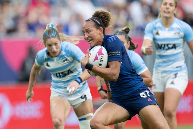 Bordeaux Sevens, SVNS Rugby World Championship Kelly Arbey France on their way to a try Second group match between France and Argentina Third tournament of the SVNS World Championship, Sevens Rugby World Cup from June 5 to 7, 2026 in Bordeaux France Day 1, Group matches on June 5, 2026 , Bordeaux Region Nouvelle Aquitaine France Stade Atlantique
