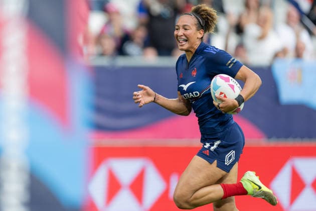 Bordeaux Sevens, SVNS Rugby World Championship Kelly Arbey France on their way to a try Second group match between France and Argentina Third tournament of the SVNS World Championship, Sevens Rugby World Cup from June 5 to 7, 2026 in Bordeaux France Day 1, Group matches on June 5, 2026 , Bordeaux Region Nouvelle Aquitaine France Stade Atlantique