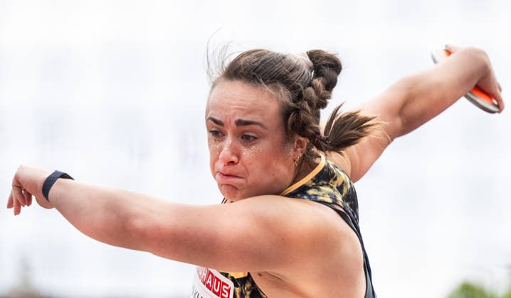 260607 Jorinde Van Klinken of Netherlands competes in the women s discus during Bauhaus galan, part of the Diamond League series, June 7, 2026 in Stockholm Photo Fredrik Karlsson BILDBYRAN COP 185 MT1057 friidrott athletics friidrett diamond league bauhaus galan bbeng stockholm dam diskus discus  Copyright: FREDRIKxKARLSSON BB260607FK010