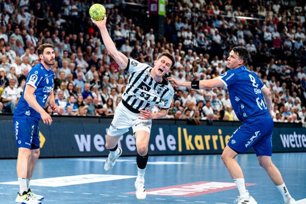 07 06 2026, xdobgx, Handball Daikin HBL, THW Kiel TBV Lemgo Lippe v l Hendrik Wagner TBV Lemgo Lippe, 28 , Nikola Bilyk Kiel, 53 throwing, in action, throwing, Frederik Simak TBV Lemgo Lippe, 8 Kiel
