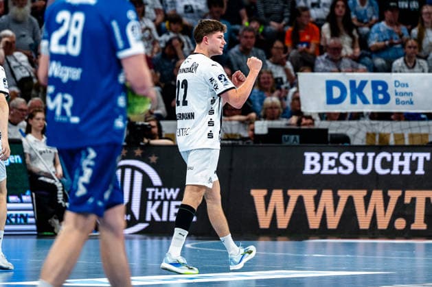 07 06 2026, xdobgx, Handball Daikin HBL, THW Kiel TBV Lemgo Lippe v l Rasmus Ankermann Kiel, 22 Jubel, Torjubel, jubelt ueber das Tor, celebrate the goal, celebration Kiel