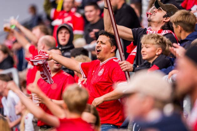 Denmark v Ukraine, football friendly, Odense, Denmark Odense, Denmark. 07th, June 2026. Football fans of Denmark seen on the stands during the football friendly between Denmark and Ukraine at Odense Stadion in Odense. Denmark, Odense, Nature Energy Park  Copyright: xGonzalesxPhoto KentxRasmussenx