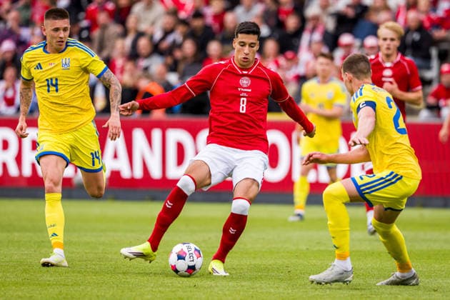 Denmark v Ukraine, football friendly, Odense, Denmark Odense, Denmark. 07th, June 2026. Adam Daghim (8) of Denmark seen during the football friendly between Denmark and Ukraine at Odense Stadion in Odense. Denmark, Odense, Nature Energy Park  Copyright: xGonzalesxPhoto KentxRasmussenx