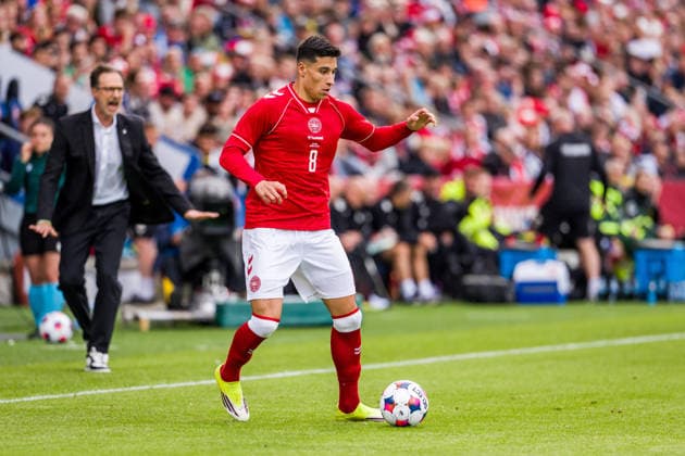 Denmark v Ukraine, football friendly, Odense, Denmark Odense, Denmark. 07th, June 2026. Adam Daghim (8) of Denmark seen during the football friendly between Denmark and Ukraine at Odense Stadion in Odense. Denmark, Odense, Nature Energy Park  Copyright: xGonzalesxPhoto KentxRasmussenx