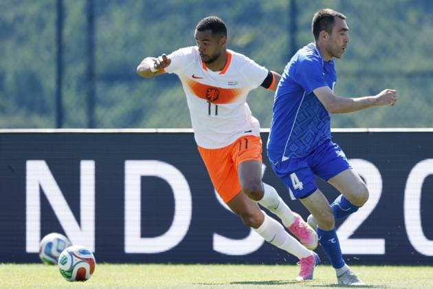 NEW YORK - (LR) Cody Gakpo of the Netherlands, Farrukh Sayfiev of Uzbekistan during the friendly international match, Länderspiel, Nationalmannschaft between the Netherlands and Uzbekistan at Icahn Stadium on June 8, 2026 in New York, United States. MAURICE VAN STEEN ANP International Friendly, Länderspiel, Nationalmannschaft 2026 xVIxANPxSportx xMauricexvanxSteenxIVx 560517552 originalFilename: 560517552