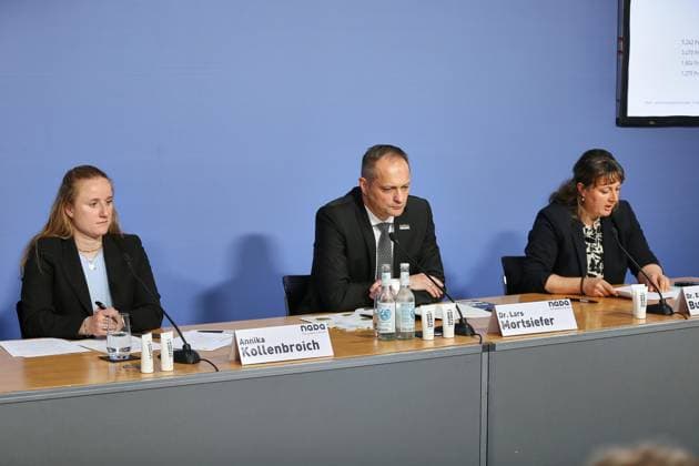 Berlin, Germany, 09 06 2026 House of the Federal Press Conference Press Conference National Anti Doping Agency Germany NADA L R Annika Kollenbroich, Lars Mortsiefer, Eva Bunthoff Copyright: xdtsxNachrichtenagenturx 0858704983st