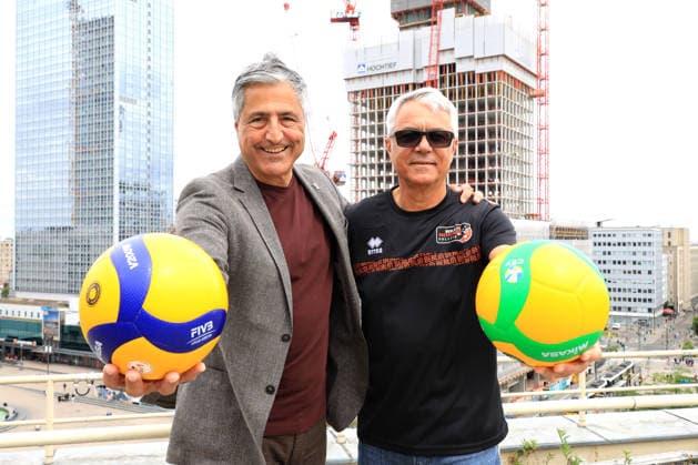 DEU, DVV, 1 VBL, BR Volleys, New coach, 09 06 2026, Max Schmeling Halle, Berlin, DEU, DVV, 1 VBL, BR Volleys, New coach, in the picture coach Andrea Anastasi BR Volleys , president Niromand BR Volleys nordphotoxGmbHx xEngler nph00076