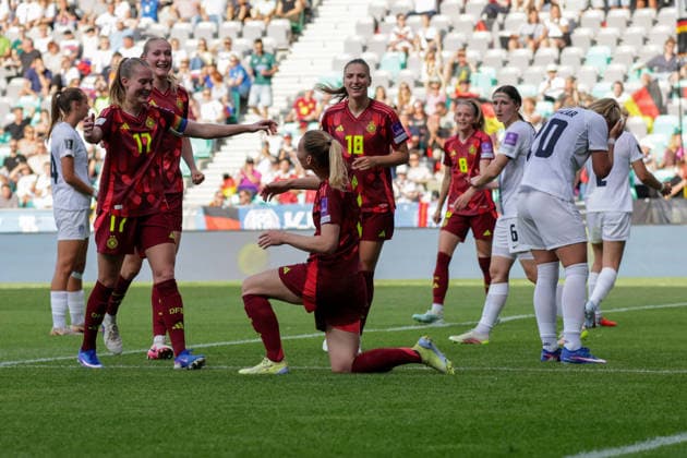 09 06 2026, xgrfx, football world cup qualification women, Slovenia Germany v l goal, Sarai Linder German womens national team own goal Lara Prasnikar Slovenia to 0 1 DFL DFB REGULATIONS PROHIBIT ANY USE OF PHOTOGRAPHS as IMAGE SEQUENCES and or QUASI VIDEO Ljubljana