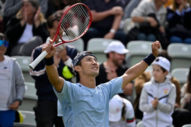 after end of match Sho Shimabukuro JPN jubilation, joy, emotion, emotional, cheers, lucky, happy, tennis men BOSS Open ATP 250 Stuttgart 2026 Weissenhof BOSS Open ATP 250 Stuttgart 2026