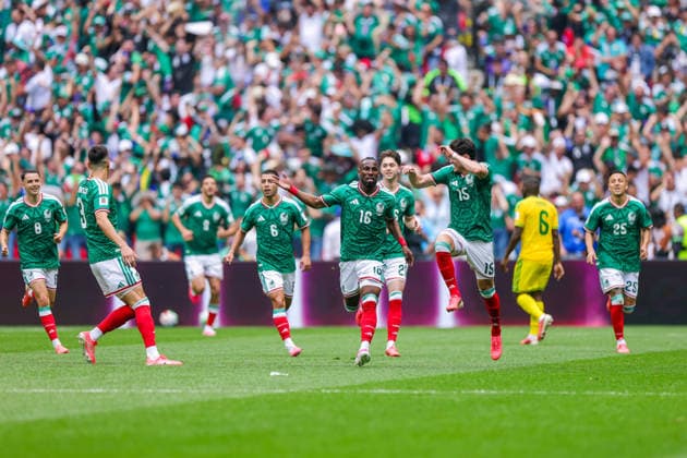 FIFA WORLD CUP 2026 FIFA WORLD CUP 2026 MEXICO VS SOUTH AFRICA 11062026 MEXICO CITY, MEXICO Action photo of Julian Quinones 16 of the Mexico National team, celebrating a goal against South Africa, during the opening game of the FIFA World Cup 2026, held at the Estadio Ciudad de MÃ xico of Mexico City Action photo of Julian Quinones 16 of the Mexico National team, celebrating a goal against South Africa, during the opening game of the FIFA World Cup 2026, held at the Estadio Ciudad de MÃ xico of Mexico City PHOTO BY IMAGENSHOP AGENCIA FOTOGRAFICA MEXICO CITY MEXICO CITY MEXICO CITY MEXICO CITY MEXICO Copyright: xYOALIxMARTINEZx