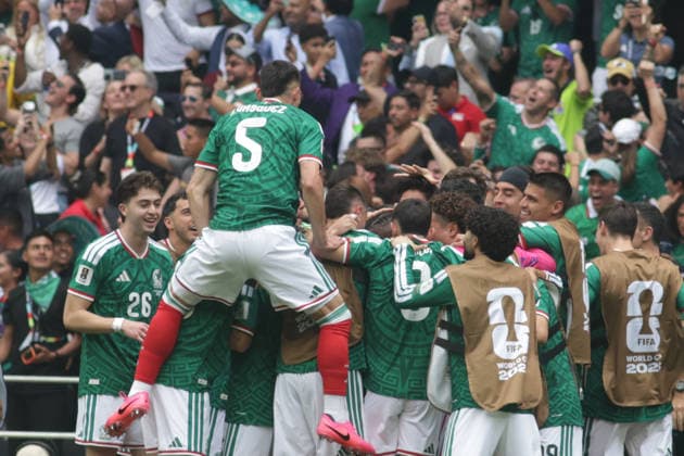 Mexico V South Africa - 2026 FIFA World Cup, WM, Weltmeisterschaft, Fussball 1st Round The Mexican national football team celebrates after scoring a goal during the Group A first-round match at the 2026 FIFA World Cup at Estadio Azteca on June 11, 2026, in Mexico City, Mexico. (Photo by Ismael Rosas Eyepix Group) Copyright: xIsmaelxRosas xEyepixxGroupx IR_11062026_186902