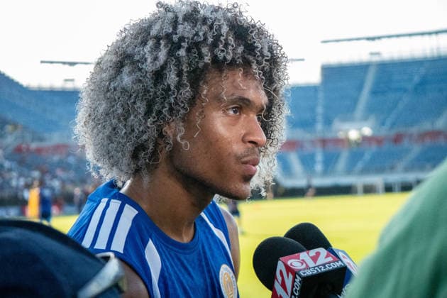 Fußball, FIFA WM 2026, Nationalteam Curacao, Training June 11, 2026, Boca Raton, Fl, USA: CuraoÂßao s TAHITH CHONG speaks with media following a World Cup training session in Boca Raton. Boca Raton USA - ZUMAc343 0858955165st Copyright: xChrisxBeckettx