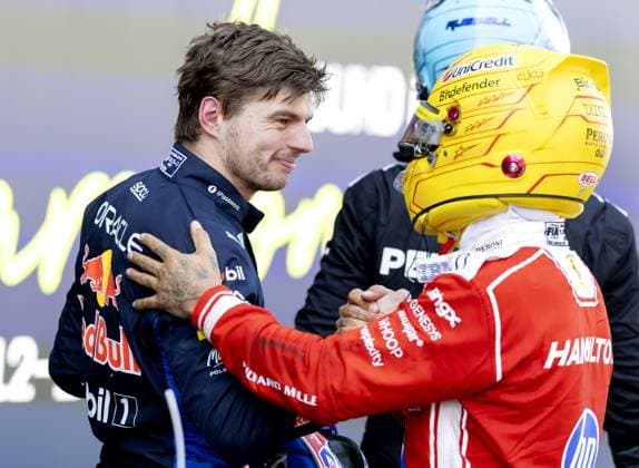 BARCELONA - (lr) Max Verstappen (Red Bull Racing), Lewis Hamilton (Ferrari) after the Formula 1 Barcelona-Catalonia Grand Prix. SANDER KONING ANP xVIxANPxSportx xxANPxIVx 560998436 originalFilename: 560998436.jpg