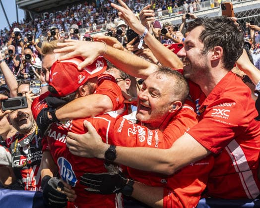 June 14, 2026, Garnolles, Spain: LEWIS HAMILTON (GBR) of Scuderia Ferrari 44 celebrates with his team after winning his first victory with Ferrari at the 2026 Formula One Barcelona-Catalunya Grand Prix. F1 2026: Barcelona-Catalunya Grand Prix: Hamilton Wins  - ZUMAb177 20260614_mda_b177_008 Copyright: xTaidghxBarronx