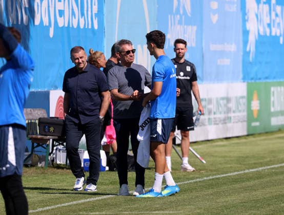 Soccer, Mens, Bavarian Regional League, 2026–2027 Season, TSV 1860 Munich, Training, Grünwalder Strasse 114 Manfred Paula, Interim Managing Director of TSV 1860 Munich, with Gernot Mang, President of TSV 1860 Munich, and Loris Husic of TSV 1860 Munich (from left to right),detected_source_language