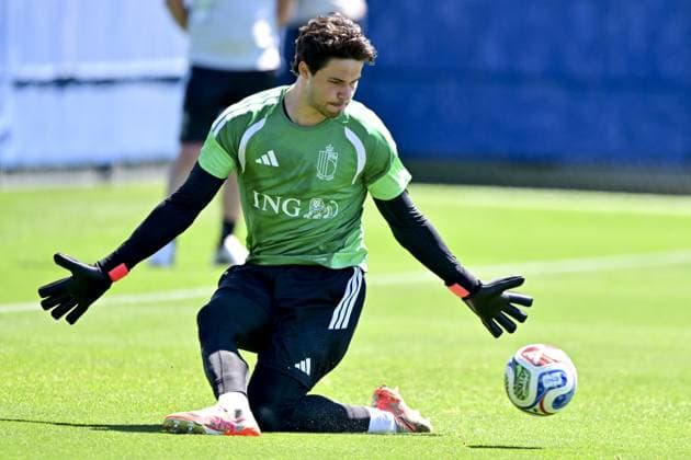 Belgium s goalkeeper Senne Lammens pictured during a training of Belgian national soccer team Red Devils, at the basecamp in Seattle, USA on Tuesday 16 June 2026, after their first game against Egypt at the FIFA World Cup, WM, Weltmeisterschaft, Fussball 2026. The match ended in a 1-1 draw. DIRKxWAEM x177876252x