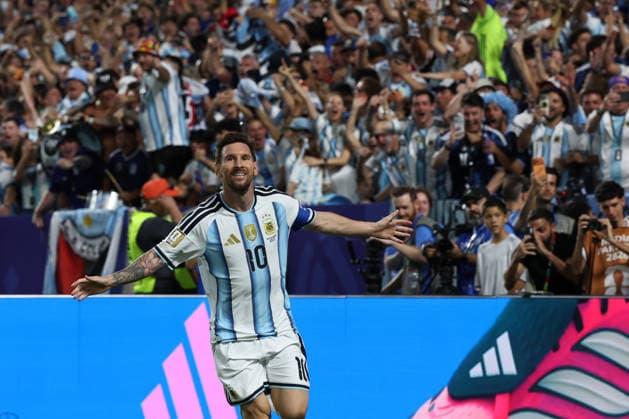Argentinas forward Lionel Messi celebrates after scoring his teams second goal during the 2026 FIFA World Cup Group J match between Argentina and Algeria at Kansas City Stadium on June 15, 2026, in Kansas City, Missouri — Photo by Alejandro PAGNI PHOTOxPHOTO KANSAS CITY, UNITED STATES,detected_source_language Copyright: xALEJANDROxPAGNIx