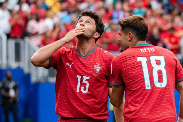 2026 FIFA World Cup, Group K, Match 1, Portugal vs. DR Congo, June 17, 2026, at NRG Stadium in Houston, Texas. Joao Neves scores the 1-0 goal; celebration,detected_source_language Copyright: xBahhoxKarax