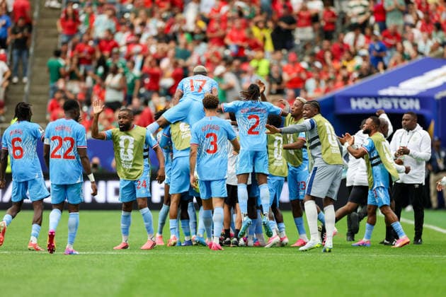 Yoane Wissa of the Democratic Republic of the Congo celebrates with his teammates after scoring his teams first goal during the 2026 FIFA World Cup Group K match between Portugal and the Democratic Republic of the Congo at Houston Stadium on June 17, 2026, in Houston, United States. Photo by Torbjorn Tande, DeFodi Images,detected_source_language