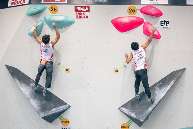June 17, 2026 Climbing Bouldering World Climbing Series Innsbruck 2026 Mens Qualifying Round Ravianto Ramadhan INA, Raviandi Ramadhan INA Innsbruck Climbing Center Innsbruck, Austria,detected_source_language